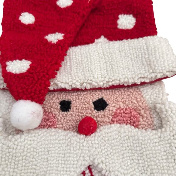 Set of 2 Santa Hooked Christmas Stockings Holiday Wool Needlepoint Style 17” - Picture 8 of 8